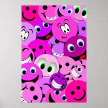 LILA UND ROSA SMILEY-COLLAGEN-PLAKAT