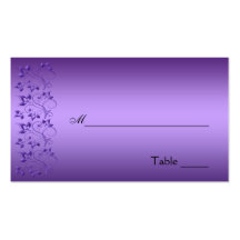 Lila und schwarzes BlumenPlacecard Visitenkartenvorlagen