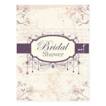 Lila Vintage BlumenBrautpartyeinladung Postkarten