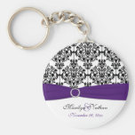 Lila, weißer und schwarzer Damast Keychain Schlüsselband