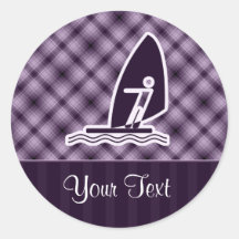 Lila Windsurfing Runder Aufkleber