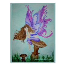 Lila winged Fee Postkarten