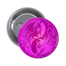 Lila Yin Yang Kätzchen Anstecknadelbutton