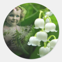 Lilie des Tal-süßen weißen Bell-Blumen-Blumenstrau Runder Aufkleber