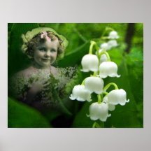 Lilie des Tal-süßen weißen Bell-Blumen-Blumenstrau Poster