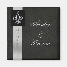 Lilien-schwarzer Leder-Save the Date Magnet Magnete