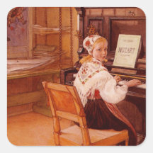Lillanna, das Mozart auf Klavier übt Quadratsticker