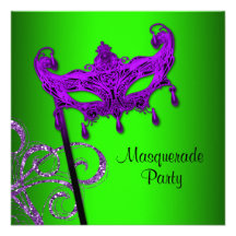 Limone grüne lila Maskerade-Party Einladungen