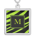 Limone grüne Zebra-Monogramm-Halskette
