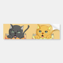 Lindo Gatito color Naranja Bumper Sticker