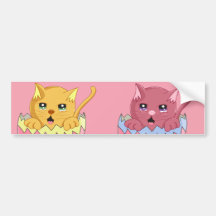 Lindo Gatito color Rosa Bumper Stickers