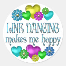 Linie, die Happinness tanzt Runde Sticker