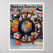 Linie Vintage Schiffs-Anzeige Hamburgs Amerika Plakatdrucke