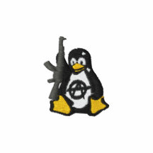 Linux-Pinguin-Revolutionär gesticktes Hemd Freizeitjacke