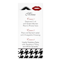 Lippen und Schnurrbart-Hahnentrittmusterhochzeitsm Individuelle Werbe Karte