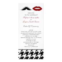 Lippen und Schnurrbart-Hahnentrittmusterhochzeitsp Individuelle Werbe Karte