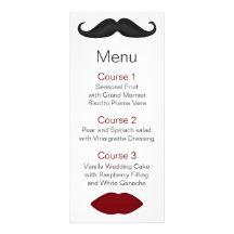 Lippen und Schnurrbart-Modhochzeitsmenü Personalisierte Werbekarte