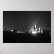 Lit-Kirche nachts Bobrka Posterdrucke