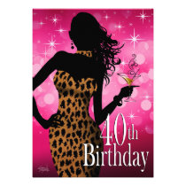 Litika Bombshell Sparkle Leopard 40th Birthday einladungen