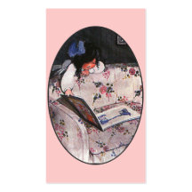 Little Girl reading over sofa Business Card Template