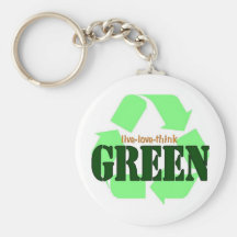Live--Liebe-Denken Sie GRÜNES Keychain Schlüsselanhänger