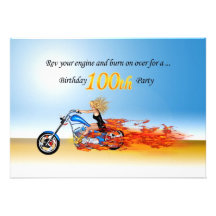 lodernde Motorrad-Party Einladung des 100. Geburts