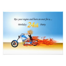 lodernde Motorrad-Party Einladung des 24. Geburtst