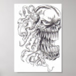 Loderndes teuflisches Schädel-Kunst-Plakat