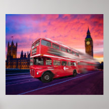 London-Bus-Sonnenuntergang-Leinwand Posterdrucke