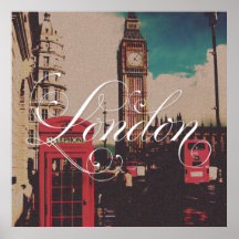 London-Sehenswürdigkeit-Vintages Foto Posterdruck