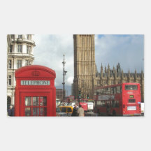 London-Telefonkasten u. Big Ben (St.K) Rechrteckaufkleber