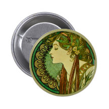 Lorbeer, Alphonse Mucha Anstecknadelbuttons