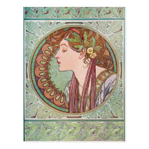 Lorbeer-Kunst Nouveau Postkarten Alphonse Mucha