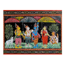 LORD KRISHNA LIFTS GOVARDHAN MOUNTAIN POSTKARTEN