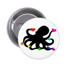 Lose des Liebe-Herz-Kraken-Kunst-Entwurfs Buttons