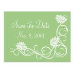 Lotos-Blumen-Save the Date Postkarte (Grün)
