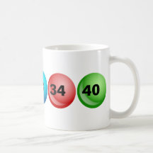 Lotterie-Bälle, 3, 18, 23, 34, 40 Teetasse