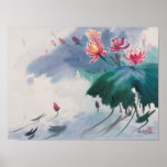 Lotus im Teich-Plakat