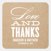LOVE AND THANKS | WEDDING FAVOR LABELS STICKER