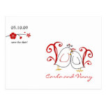 Lovebirds-und Kirschblüten-Save the Date Karte Postkarten