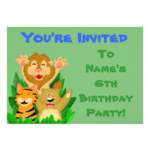 Löwe-Tiger-Bärn-Kindergeburtstag-Party Einladung