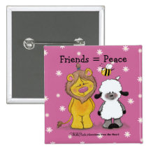 Löwe-und Lamm-echte Freunde Button