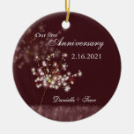 Löwenzahn-erstes Hochzeitstag-Foto-Andenken Weihnachtsornament
