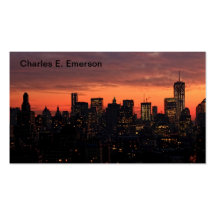 Lower Manhattan-Skyline an der Dämmerung, rosa Him Visitenkartenvorlagen