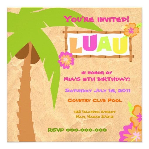 Luau Einladung hellbraun