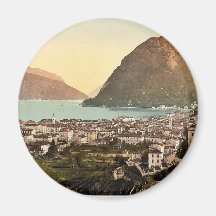 Lugano, allgemeine Ansicht, Tessin, die Schweiz Vi Kühlschrankmagnete