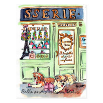 Lulu u. Bella gehen zu Paris-Postkarte postkarten