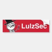 LulzSec Monocle-Mann-Autoaufkleber (rot)