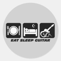 Lustig essen Sie Schlafgitarre Runder Sticker