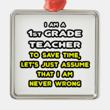 Lustige 1. Grad-Lehrer-T-Shirts und Geschenke Weihnachtsbaum Ornamente